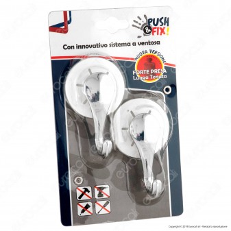 Intergross Push&Fix Gancio Appenditutto Multiuso con Sistema a Ventosa - Confezione da 2 Ganci