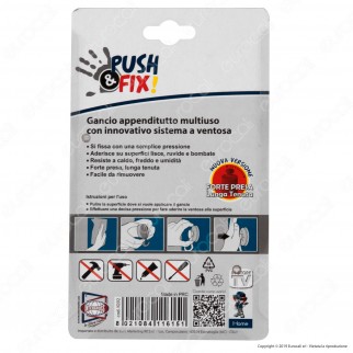 Intergross Push&Fix Gancio Appenditutto Multiuso con Sistema a Ventosa - Confezione da 2 Ganci