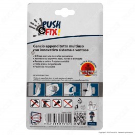 Intergross Push&Fix Gancio Appenditutto Multiuso con Sistema a Ventosa - Confezione da 2 Ganci