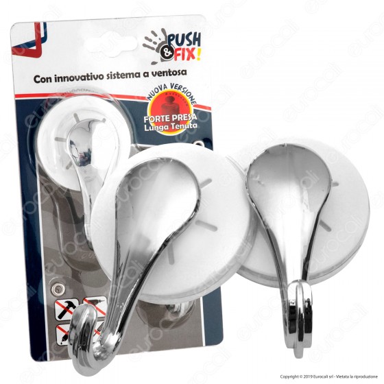 Intergross Push&Fix Gancio Appenditutto Multiuso con Sistema a Ventosa - Confezione da 2 Ganci Intergross Push&Fix Gancio Appenditutto Multiuso con Sistema a Ventosa - Confezione da 2 Ganci