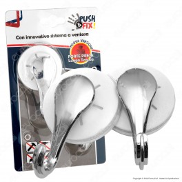Intergross Push&Fix Gancio Appenditutto Multiuso con Sistema a Ventosa - Confezione da 2 Ganci