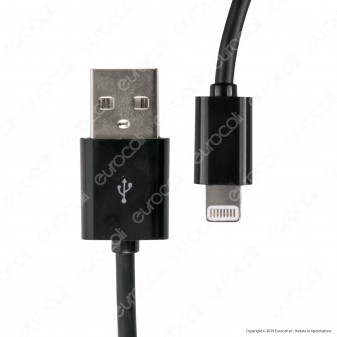 V-Tac VT-5552 USB Data Cable Lighting Certificato MFI Cavo Colore Nero 1,5m - SKU 8452