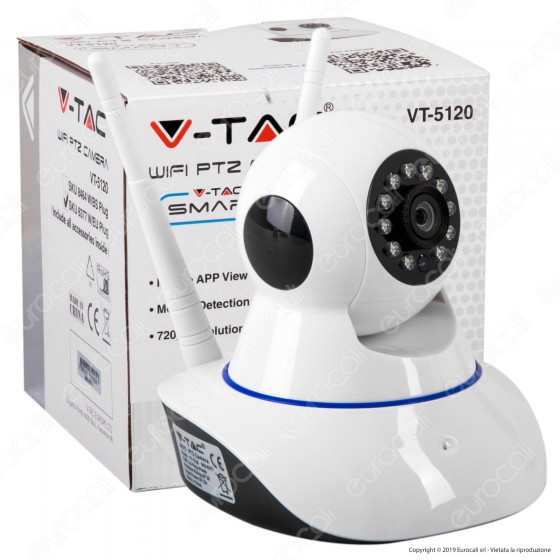 V-Tac VT-5120 Telecamera di Sorveglianza Wifi IP PTZ 720p - SKU 8377 V-Tac VT-5120 Telecamera di Sorveglianza Wifi IP PTZ 720p - SKU 8377