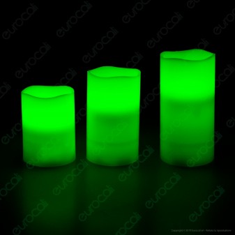 Intergross Color Candles 3 Candele LED RGB in Vera Cera con Telecomando - 10cm / 12cm / 15cm