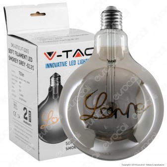 V-Tac VT-2205 Lampadina E27 Filamento LED Scritta Love Cuore 5W Globo