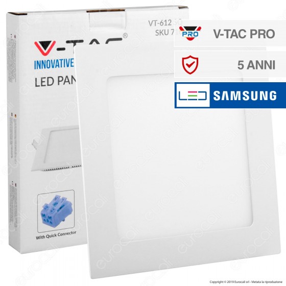 V-Tac PRO VT-612 SQ Pannello LED Quadrato 12W SMD da Incasso con V-Tac PRO VT-612 SQ Pannello LED Quadrato 12W SMD da Incasso con