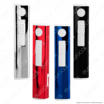 Atomic Accendino USB Ricaricabile Antivento in Metallo Lucido - Box di 13 Accendini