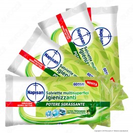 Kit Napisan Wipes Salviette Multisuperfici Igienizzanti Eucalipto - 8 Confezioni da 60 Salviette