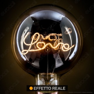 Daylight Lampadina E27 Filamento LED Scritta Love Cuore 5W Globo G125 Vetro Ambrato Dimmerabile - mod. 700232.0DA