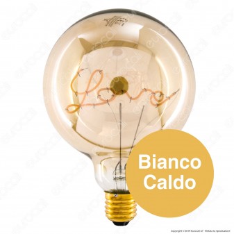 Daylight Lampadina E27 Filamento LED Scritta Love Cuore 5W Globo G125 Vetro Ambrato Dimmerabile - mod. 700232.0DA