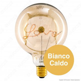 Daylight Lampadina E27 Filamento LED Scritta Love Cuore 5W Globo G125 Vetro Ambrato Dimmerabile - mod. 700232.0DA