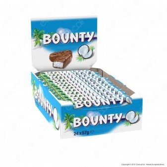 Bounty Snack al Cocco Ricoperto di Cioccolato al Latte - Box con 24 Barrette da 57g