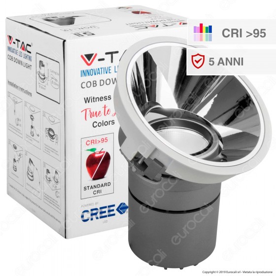V-Tac VT-2936 Faretto LED da Incasso Rotondo e Orientabile COB CREE V-Tac VT-2936 Faretto LED da Incasso Rotondo e Orientabile COB CREE