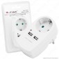 V-Tac VT-1044 Adattatore con 2 Porte USB con Spina e Presa Schuko Colore Bianco - SKU 8795