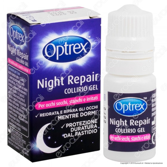 Optrex Night Repair Collirio Gel per Occhi Secchi, Stanchi e Irritati - Flacone da 10ml