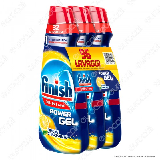 Finish PowerGel Tutto in 1 Max al Limone per Lavastoviglie - 3 Finish PowerGel Tutto in 1 Max al Limone per Lavastoviglie - 3