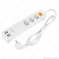 V-Tac Smart VT-5018 Multipresa Wi-Fi 3 Posti con 4 USB Colore Bianco con Interruttore - SKU 8447