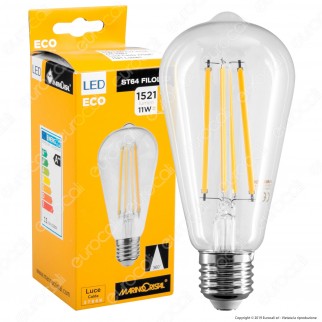 Marino Cristal Serie ECO Lampadina LED E27 11W Bulb ST64 Filament - mod. 21560