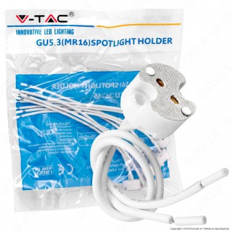 V-Tac VT-7888 Portalampada in Ceramica per Lampadine GU5.3 MR16 con Cavi - SKU 36265