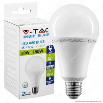 V-Tac VT-2220 Lampadina LED E27 20W Bulb A80 - SKU 2711 / 2712