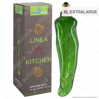 Daylight Lampadina E27 Filamento LED a Spirale 5W Linea Kitchen Forma Peperone con Vetro Verde Dimmerabile - mod. 700685.00A