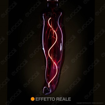 Daylight Lampadina E27 Filamento LED a Spirale 5W Linea Kitchen Forma Peperone con Vetro Rosso Dimmerabile - mod. 700687.00A