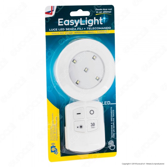 Intergross Easy Light Luce LED Senza Fili Colore Bianco con Telecomando Intergross Easy Light Luce LED Senza Fili Colore Bianco con Telecomando