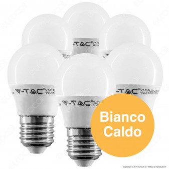V-Tac VT-2256 Super Saver Pack Confezione 6 Lampadine LED E27 5,5W MiniGlobo G45 - SKU 2730 / 2731 / 2732