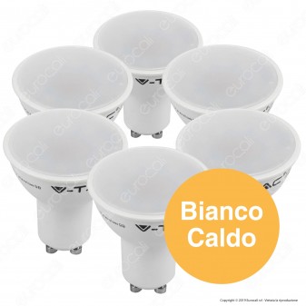 V-Tac VT-2225 Super Saver Pack Confezione 6 Faretti LED GU10 5W Spotlight 110° - SKU 2739 / 2740 / 2741