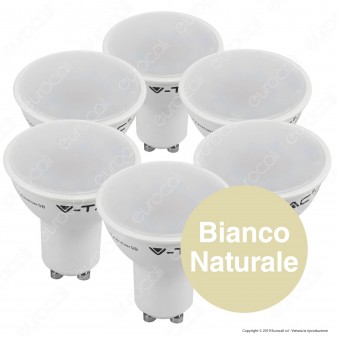 V-Tac VT-2225 Super Saver Pack Confezione 6 Faretti LED GU10 5W Spotlight 110° - SKU 2739 / 2740 / 2741