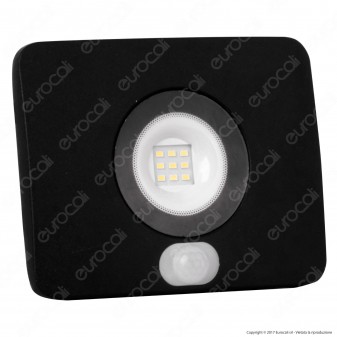 Led Factory Italia Faro LED 10W Ultra Sottile con Sensore Colore Nero
