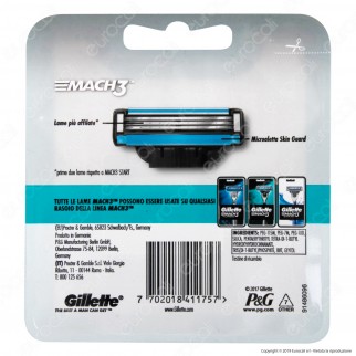 Gillette Mach3 Ricarica di 5 Testine per Tutti i Rasoi Gillette Mach3