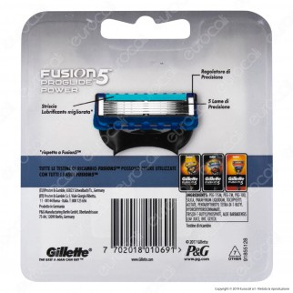 Gillette Fusion Proglide Power Ricarica di 4 Testine per Tutti i