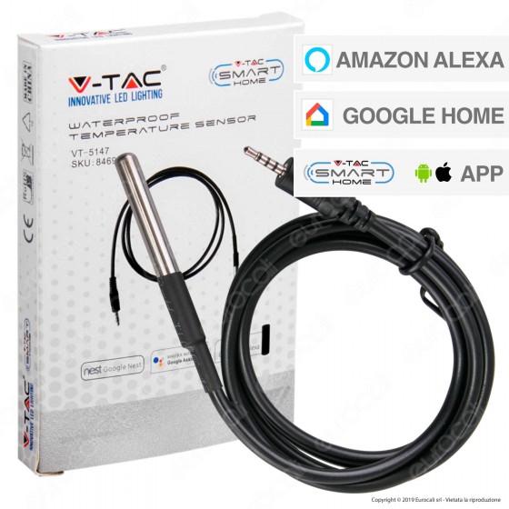 V-Tac Smart VT-5147 Sensore di Temperatura da Esterno per Centralina V-Tac - SKU 8469 V-Tac Smart VT-5147 Sensore di Temperatura da Esterno per Centralina V-Tac - SKU 8469