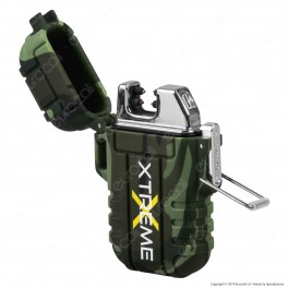 Silver Match Accendino USB con Doppio Arco al Plasma Impermeabile - 1 Accendino Verde Militare