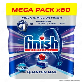 Finish Powerball Quantum Max per Lavastoviglie - 60 Pastiglie