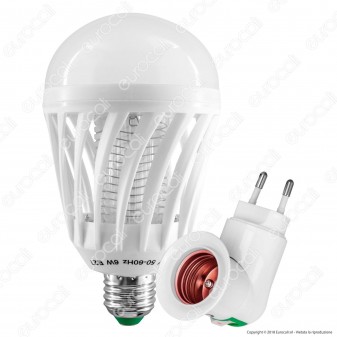 Kit Lampadina LED E27 7W Zanzara Killer 2in1 + Portalampada Attacco