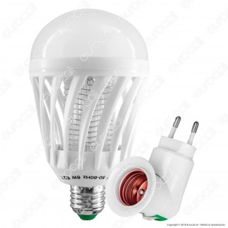 Kit Lampadina LED E27 7W Zanzara Killer 2in1 + Portalampada Attacco