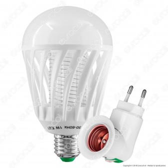Kit Lampadina LED E27 1W Zanzara Killer + Portalampada Attacco E27