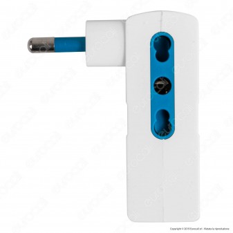 Ecova Adattatore Triplo Salvaspazio con  3 prese 10/16A Bipasso Colore Bianco - mod. 8112
