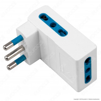 Ecova Adattatore Triplo Salvaspazio con  3 prese 10/16A Bipasso Colore Bianco - mod. 8112