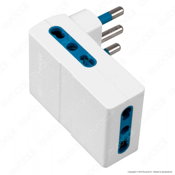 Ecova Adattatore Triplo Salvaspazio con 3 prese 10/16A Bipasso Colore Bianco - mod. 8112 Ecova Adattatore Triplo Salvaspazio con 3 prese 10/16A Bipasso Colore Bianco - mod. 8112