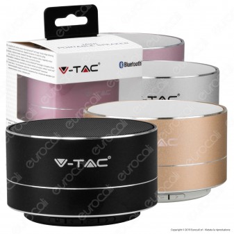 V-Tac VT-6133 Speaker Bluetooth Portatile 3W con Microfono Ingresso MicroSD e Radio FM - SKU 7712 / 7713 / 7714 / 7715