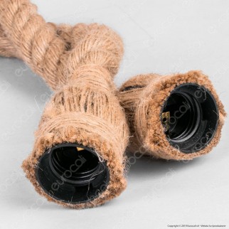 LED Line Lampadario in Corda con Portalampada per 2 Lampadin2 E27 - mod. 249884