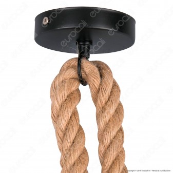 LED Line Lampadario in Corda con Portalampada per 2 Lampadin2 E27 - mod. 249884