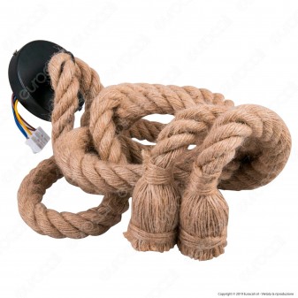 LED Line Lampadario in Corda con Portalampada per 2 Lampadin2 E27 - mod. 249884