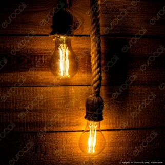 LED Line Lampadario in Corda con Portalampada per 2 Lampadin2 E27 - mod. 249884