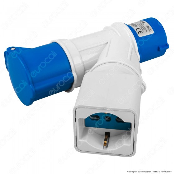 Ecova Multipresa Adattatore Spina CEE Industriale Presa Bivalente Schuko - mod. 20562 Ecova Multipresa Adattatore Spina CEE Industriale Presa Bivalente Schuko - mod. 20562