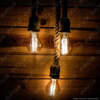 LED Line Lampadario in Corda con Portalampada per 3 Lampadine E27 - mod. 249891