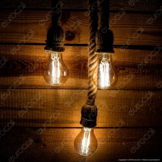 LED Line Lampadario in Corda con Portalampada per 3 Lampadine E27 - mod. 249891